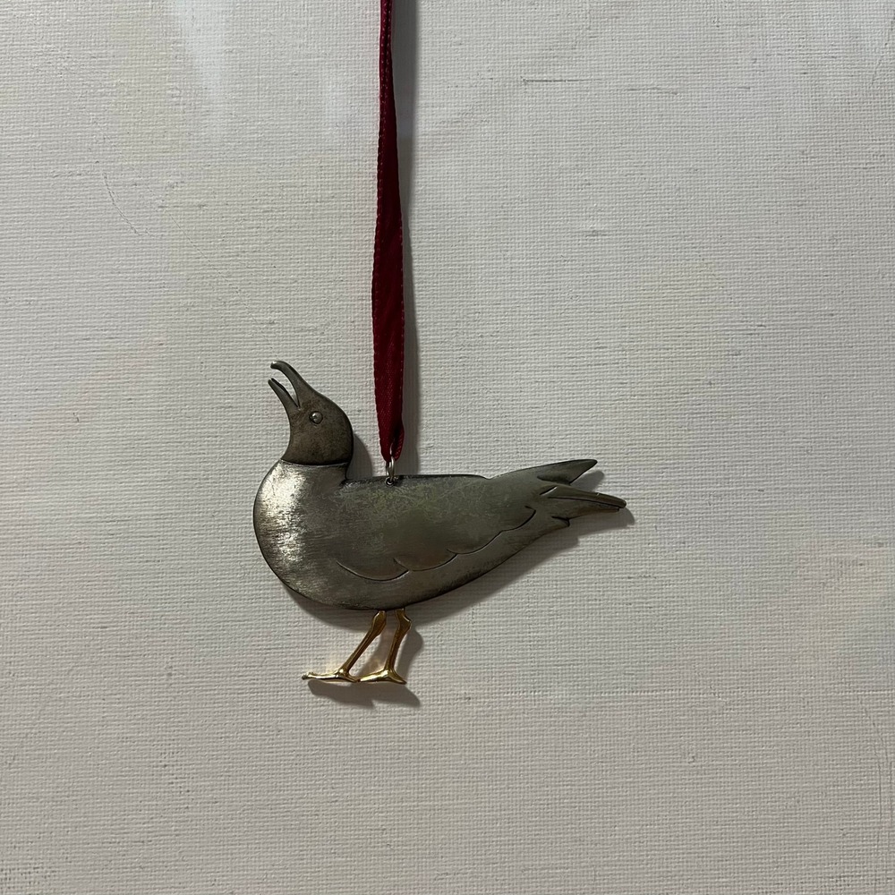 Shields Pewter Seagull Ornament Vintage Nautical Bird Silver Gold Tone Boxed